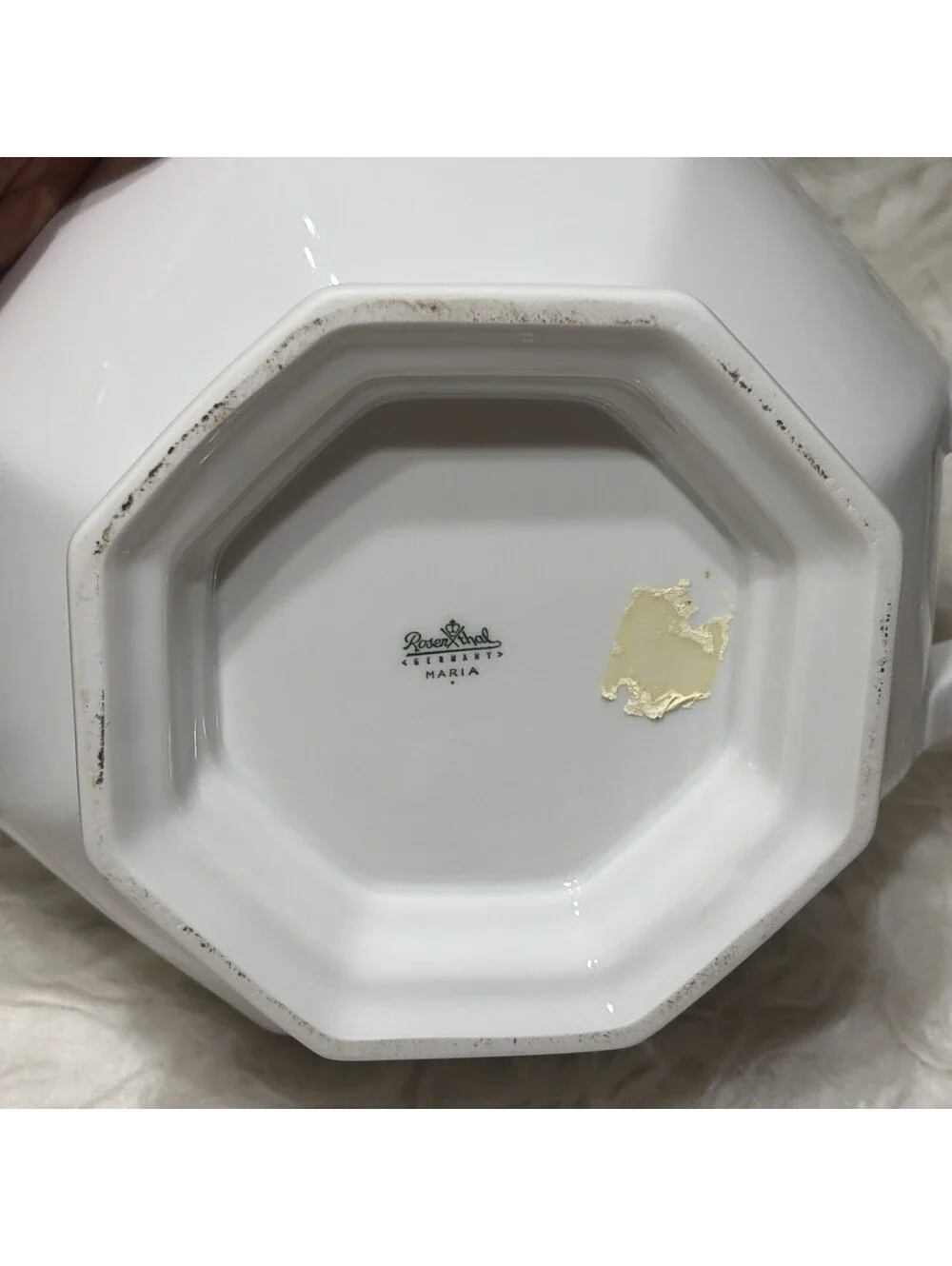 Beautiful Antique Eight Sided Serving Bowl With Lid, Rosenthal Maria White
